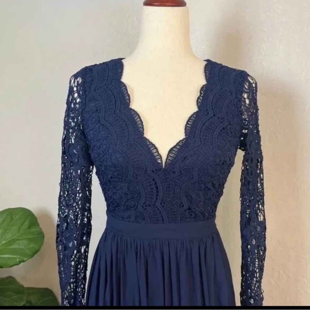 Lulus Elegant Navy Lace Dress size xs